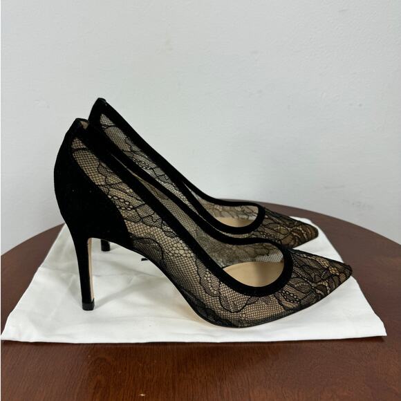L'AGENCE Simone Lace Pumps in Black Lace/Suede Women's Size EU 39.5 - Picture 5 of 8